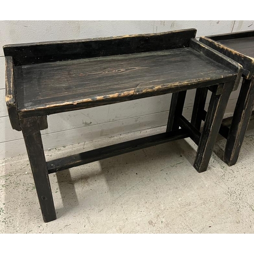 227 - Two painted wooden bench seats (H55cm W74cm x H52cm W72cm)