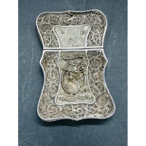 38 - A silver filigree card case AF