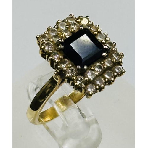 45 - A sapphire and diamond ring, 18ct yellow gold,marked 750 and approximate size M.5