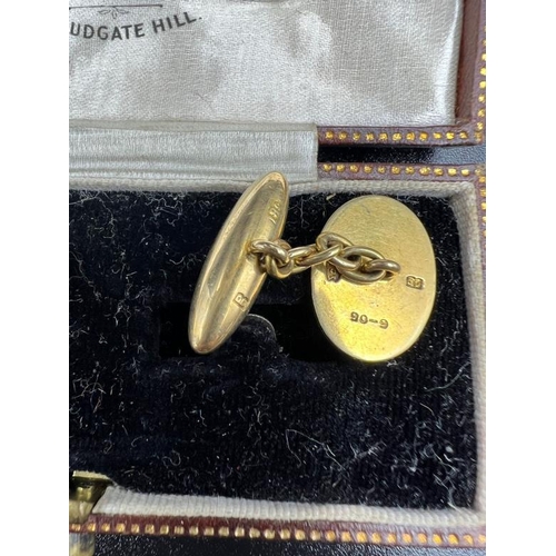 46 - A pair of 9ct gold gents cufflinks, boxed approximate weight 9g