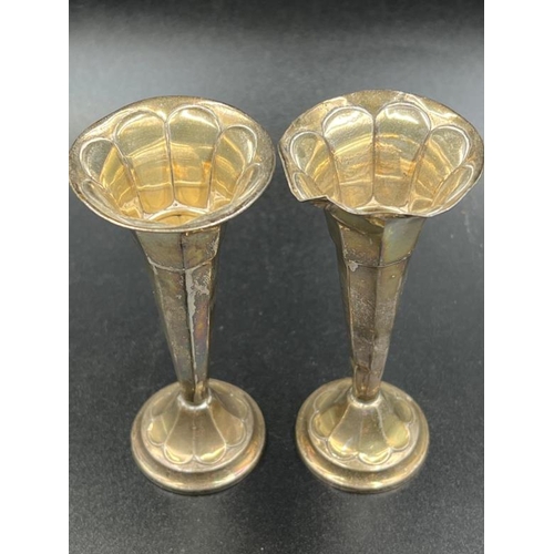 6 - Two silver posy vases, hallmarked for Sheffield by 1916 by James Deakin & Sons