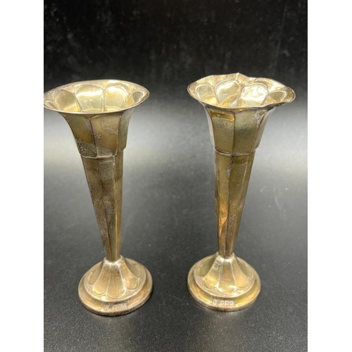 6 - Two silver posy vases, hallmarked for Sheffield by 1916 by James Deakin & Sons