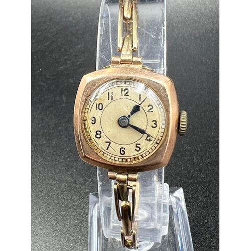 93 - A 9ct gold ladies watch on 9ct gold expandable bracelet, combined approximate total weight 13.4g