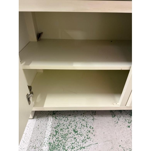 11 - A white painted John Lewis sideboard with two drawers and two door cupboard under (H80cm W122cm D46c... 