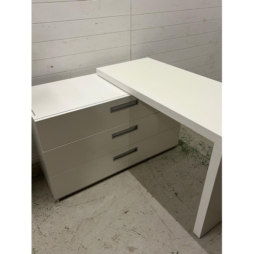 110 - A white gloss chest of drawers with swing out top (H76cm W125cm D55cm)