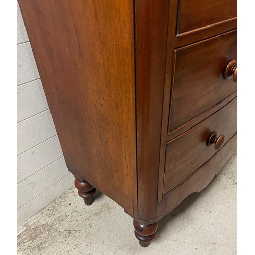 115 - A Georgian mahogany bow front chest of drawers (H122cm W122cm D55cm)