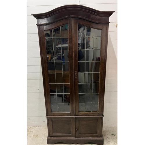 134 - Jacobean revival oak glazed bookcase (H95cm W97cm D33cm)