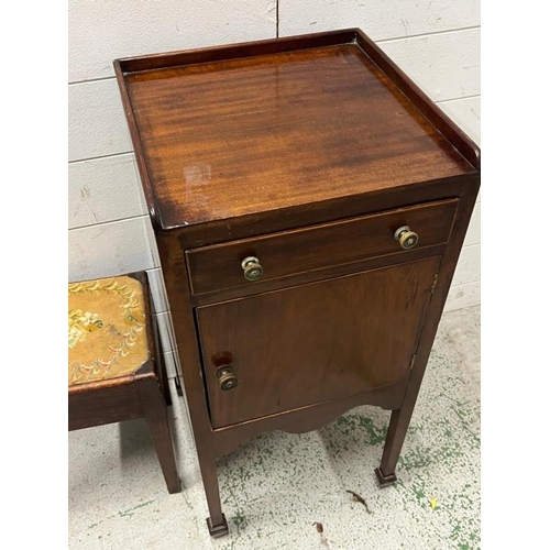 14 - A mahogany bedside with small stool