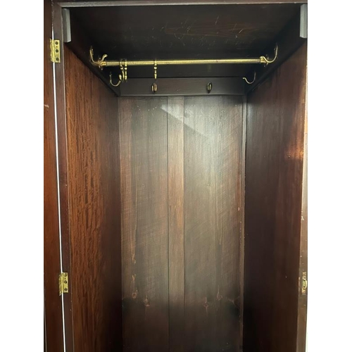 145 - A single wardrobe on stand with string inlay (H195cm W77cm D65cm)