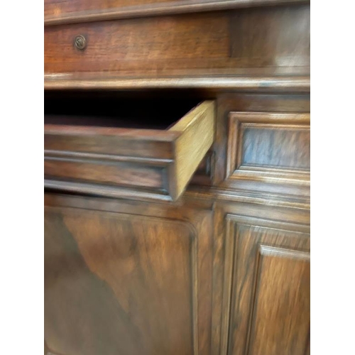 179 - Elegant English Georgian style bookcase, deep moulded cornice four glazed doors sitting over four lo... 