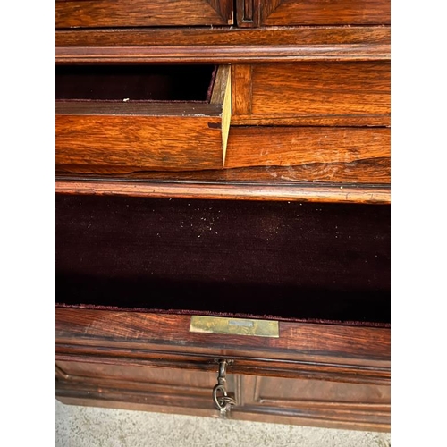 179 - Elegant English Georgian style bookcase, deep moulded cornice four glazed doors sitting over four lo... 