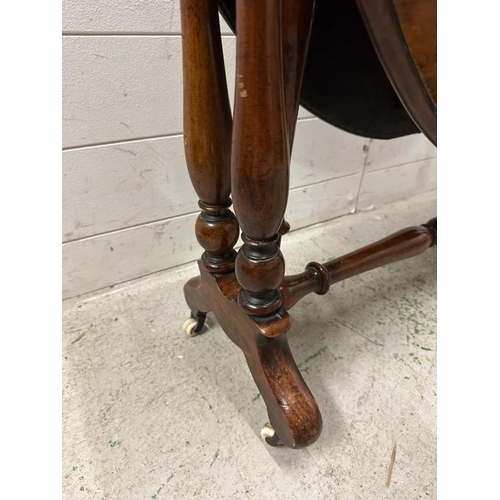 182 - An 19th Century Victorian Sutherland table with ceramic castors (H71cm W118cm D89cm)