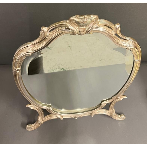 220 - Baroque style table mirror with easel back (H53cm W34cm)