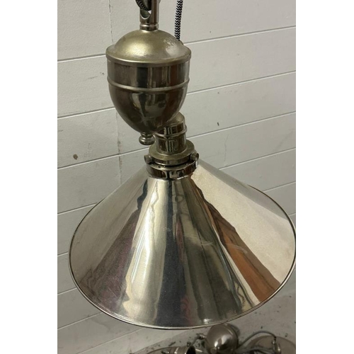 224 - A pair of chrome height adjustable industrial style ceiling lights one AF