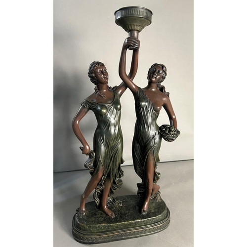 226 - Art Nouveau style twin figure table lamp (no shade)