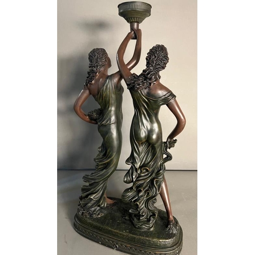 226 - Art Nouveau style twin figure table lamp (no shade)