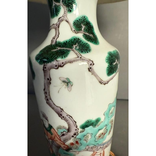 243 - A Chinese vase table lamp in the Famile Verte Palette