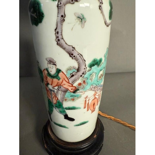 243 - A Chinese vase table lamp in the Famile Verte Palette