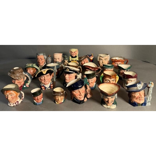 274 - A collection of miniature Royal Doulton character jugs to include Scaramouche, The Sailor and Guards... 