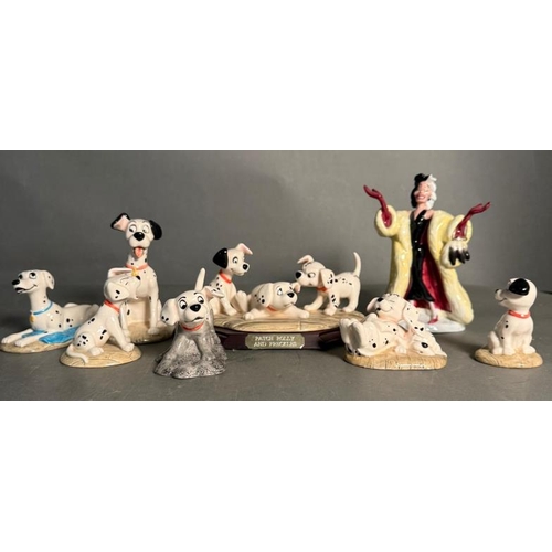 278 - A selection of Royal Doulton 101 dalmatians figures (cruella AF)