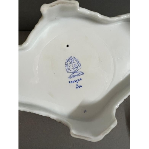 319 - Herend Hvngary porcelain to include lattice potpourri sphere inkwell and lattice baskets