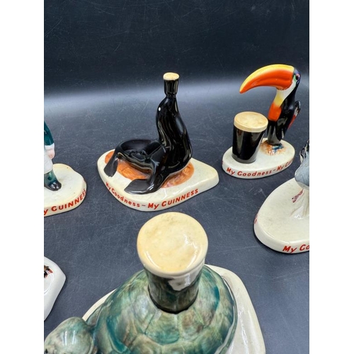 328 - A selection of six Guinness Carlton Ware figures to include: Zoo Keeper, tortoise, sea lion, ostrich... 