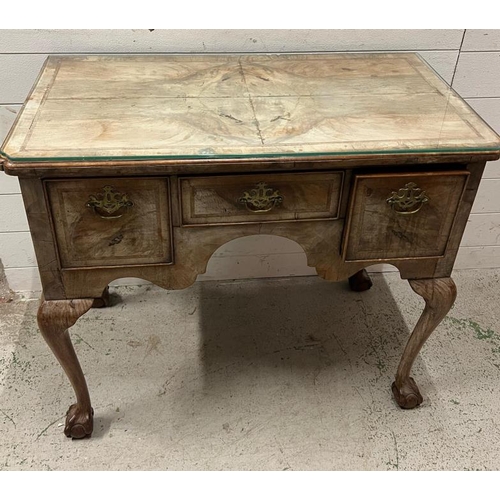 33 - A Georgian side table/lowboy with ball claw feet (H74cm W88cm D49cm)