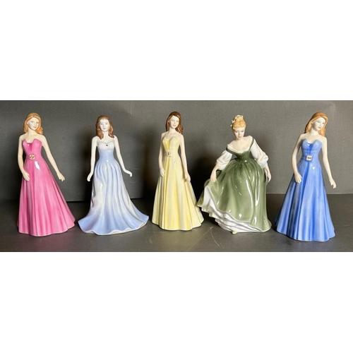 334 - Five Royal Doulton figures, Picies, April Diamond, Libra, Fair Lady and Cancer