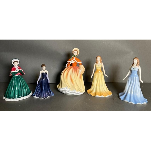 335 - Five Royal Doulton figures, On The First Day of Christmas, With Love, Autumn, Opal and Aquamarine