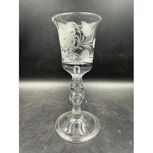 345 - Three Continental wine glasses, late 18th Century / early 19th Century. Tallest 17cm.