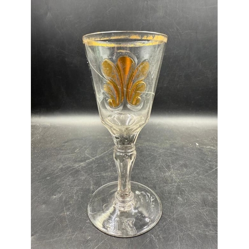 345 - Three Continental wine glasses, late 18th Century / early 19th Century. Tallest 17cm.