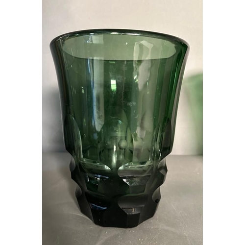 360 - A selection of green glass vases, various styles and makers