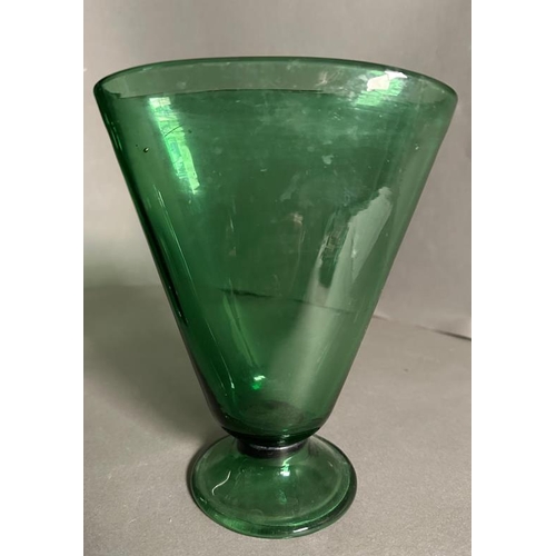 360 - A selection of green glass vases, various styles and makers