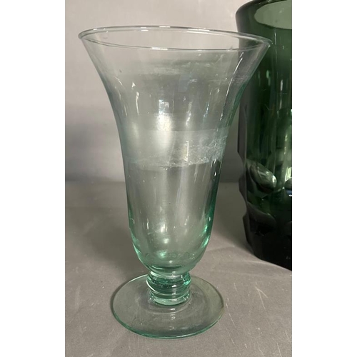 360 - A selection of green glass vases, various styles and makers