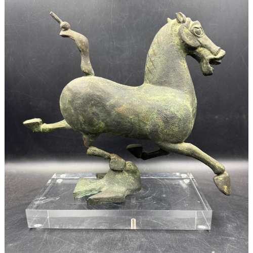 366 - A limited edition cast iron  sculpture of the flying horse of Kansu on plinth number 77 of 300