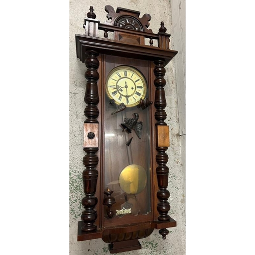 383 - A Victorian Vienna regulator clock AF 114cm