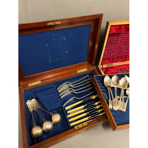 414 - Two cased white metal flatware, various styles