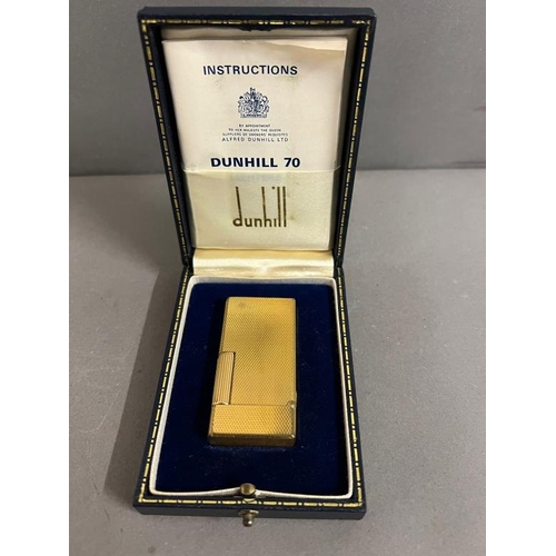 419 - Dunhill gold plated lighter, boxed