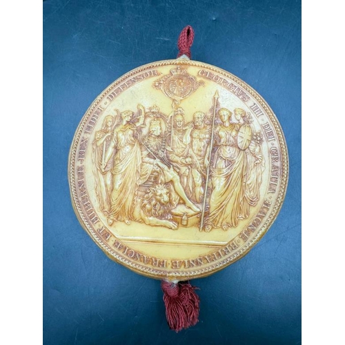 422 - A wax seal depicting George III (Dia15cm)