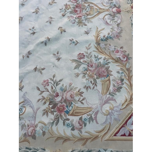 425 - A wall hanging embroidery beige grounds and a floral pattern 248cm x 310cm