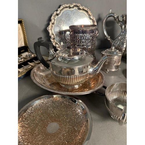 444 - A large selection of quality silver plated ware, EPNS including bottle holders, teapots etc.