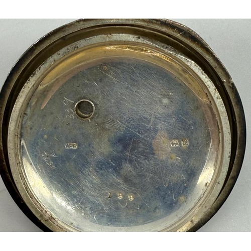 475 - An AF silver pocket watch (A.W.Co Waltham) along with a silver pencil marked 900.