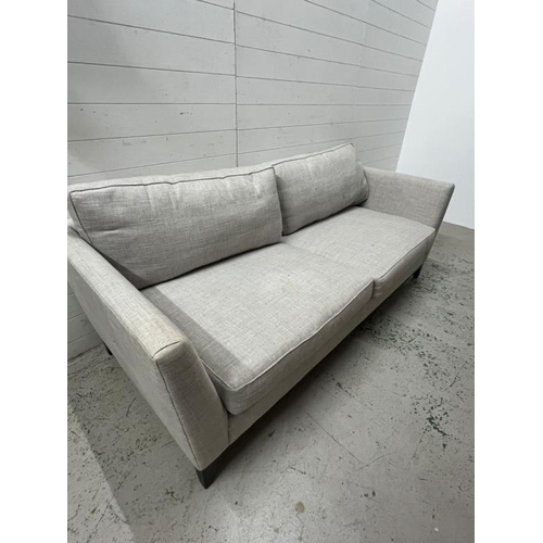 59 - Kingcome sofa, sharp outline with a linen style upholstery (H70cm W210cm D92cm)