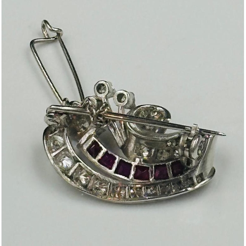 631 - A  vintage diamond and ruby brooch, approximate weight 6.6g