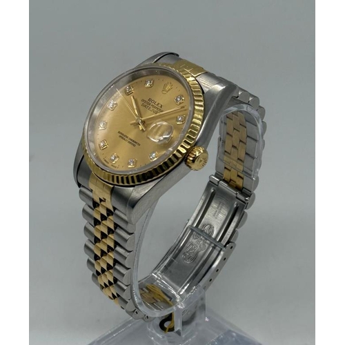 655 - Rolex Datejust 36MM Champagne Diamond dot Bi Metal Jubilee bracelet.