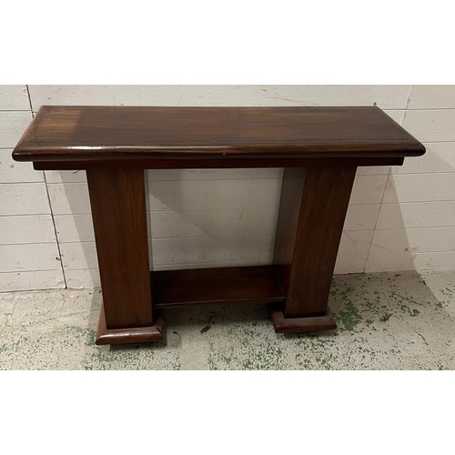 66 - A mahogany alter style table (H77cm W110cm D34cm)