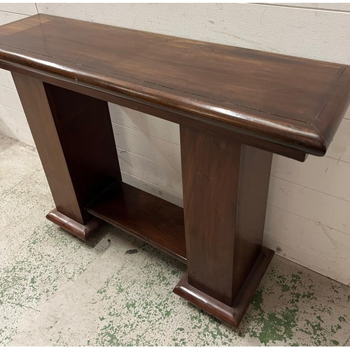 66 - A mahogany alter style table (H77cm W110cm D34cm)