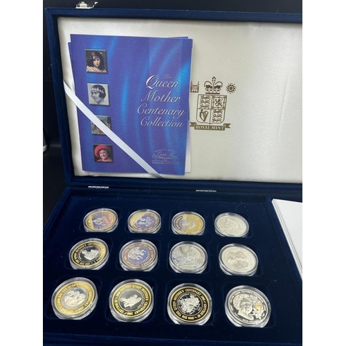 680 - A ROYAL MINT QUEEN MOTHER CENTENARY COIN COLLECTION. A twelve coin collection containing coins from ... 