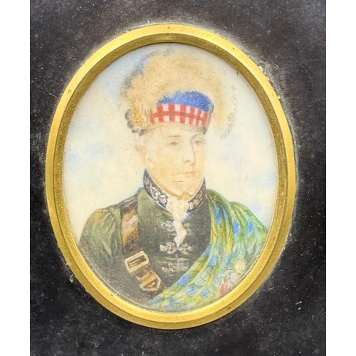 707 - A 19th Century miniature of Andrew Macdonald in black frame.