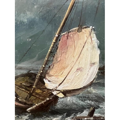 722 - Marine oil in a gilt frame, unsigned 57cm x 36cm